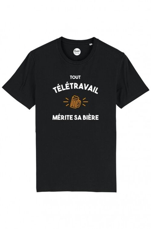 Tshirt Homme - Télétravail mérite sa bière - Noir