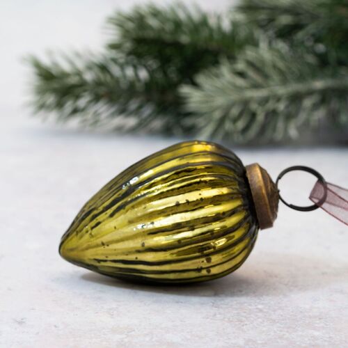2" Olive Glass Pinecone