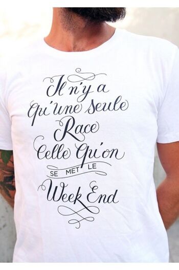 Tshirt Homme - Une seule race - Blanc