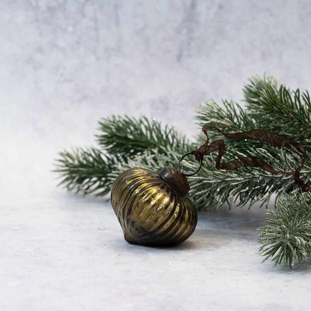 Lanterna natalizia a coste color oliva da 2"