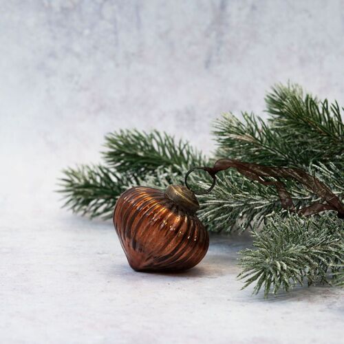 2" Russet Ribbed Lantern Christmas Decoration
