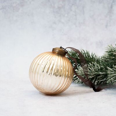 3" Champagne Glass Ribbed Ball Decoration