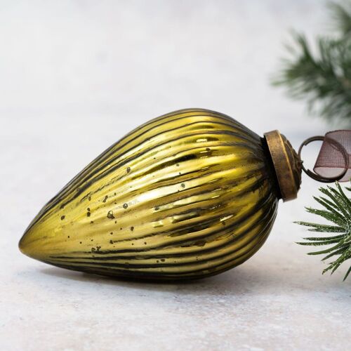 3" Olive Glass Pinecone