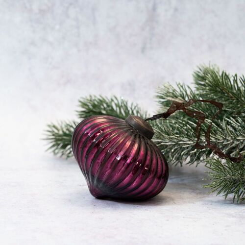 3" Mulberry Ribbed Lantern Christmas Decoration