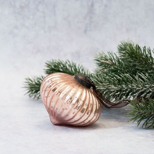 3" Rose Ribbed Lantern Christmas Decoration
