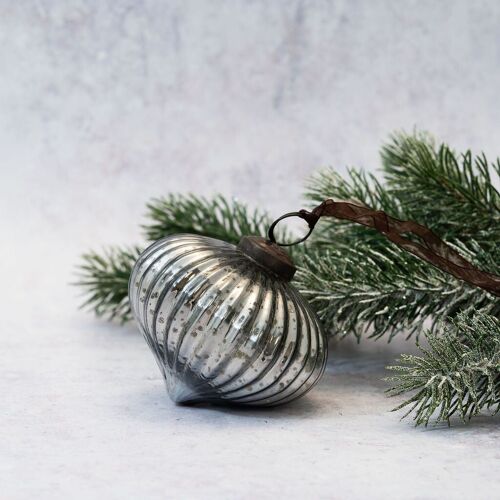 3" Slate Ribbed Lantern Christmas Decoration