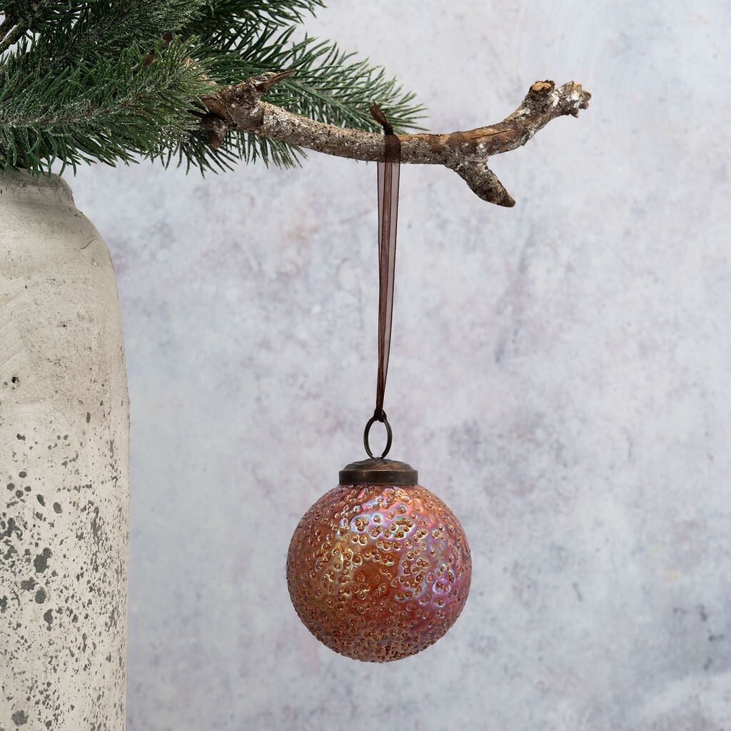 Pallina di Natale con fossetta color ruggine da 3"