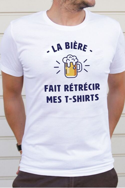T-Shirt Homme - La bière fait rétrécir  - Blanc