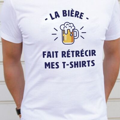 T-Shirt Homme - La bière fait rétrécir  - Blanc