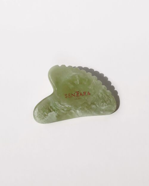 Gua Sha Coeur à Dents Jade Vert - Outil de massage