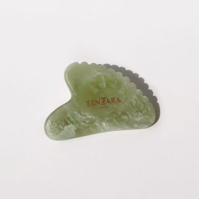 Gua Sha Coeur à Dents Jade Vert - Outil de massage