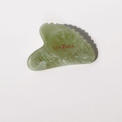 Gua Sha Coeur à Dents Jade Vert - Outil de massage