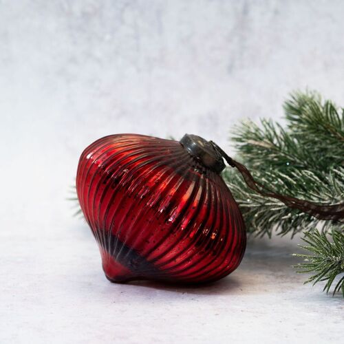 4" Wine Ribbed Lantern