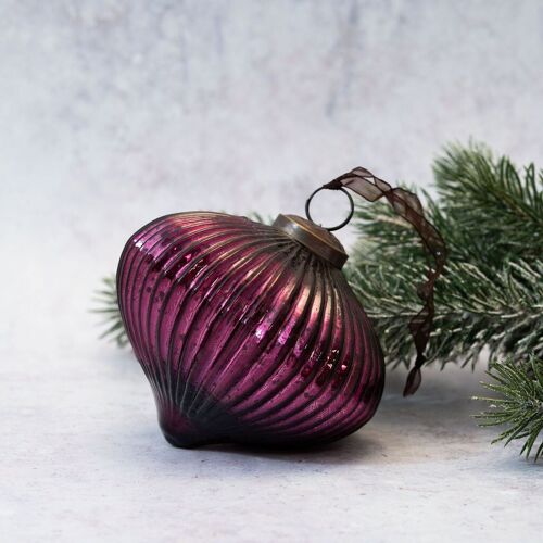 4" Mulberry Ribbed Lantern