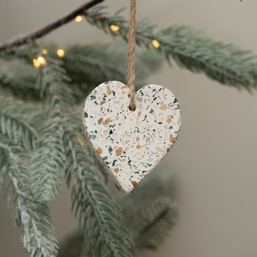 Earthy Coloured Terrazzo Hanging Heart Decoration