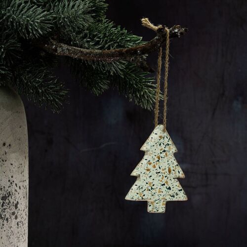 Earthy Coloured Terrazzo Hanging Christmas Tree Decoration