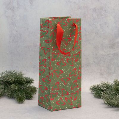 Green Tri-Leaf Gift Bag - Bottle
