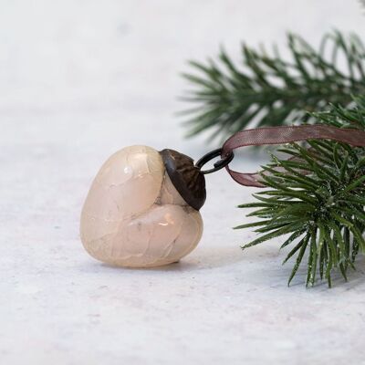 Set of 6 Small 1" Alba Crackle Glass Heart decoration