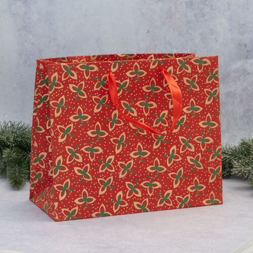 Red Tri-Leaf Gift Bag - Large