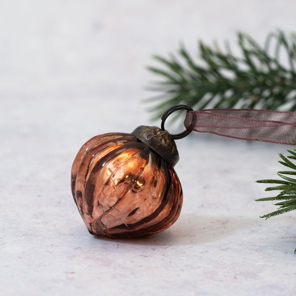 Set di 6 piccole lanterne in vetro craquelé color ruggine da 1 pollice