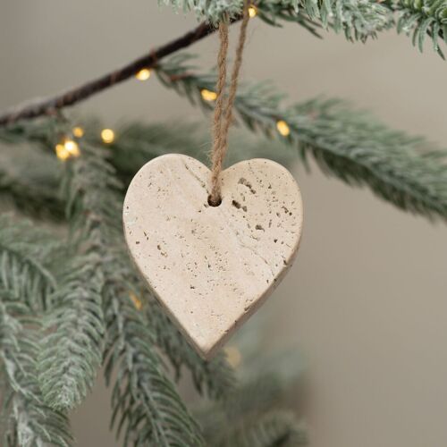 Travertine Hanging Heart Decoration