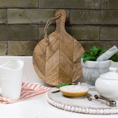 Troyes - Tabla de servir de madera con estampado Chevron pequeño