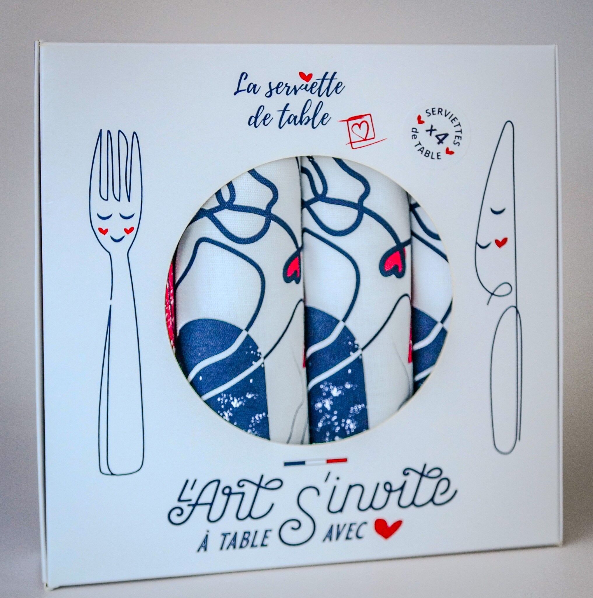 Set mit 4 Servietten „Soulmates“ – La Serviette de Table – Tischwäsche