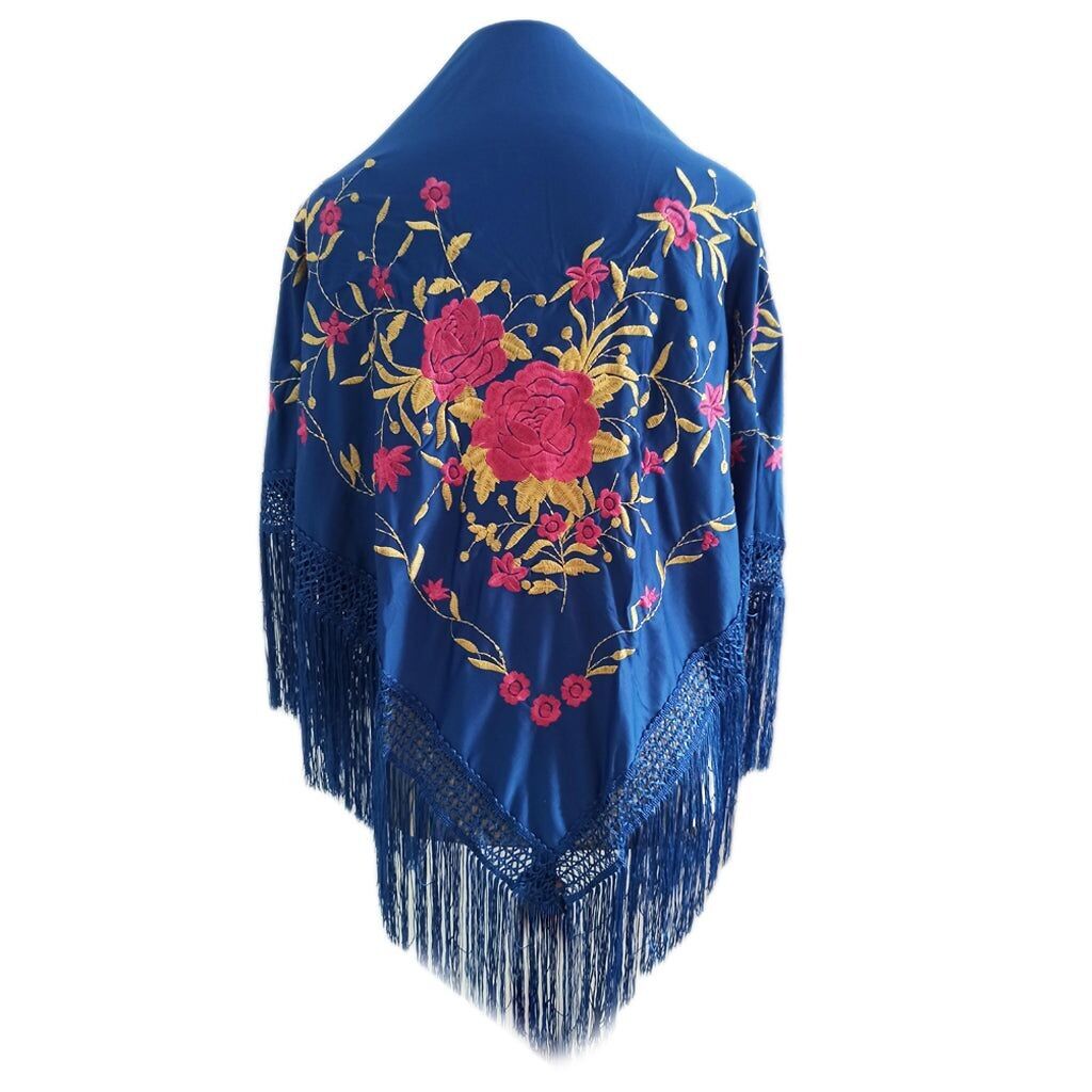Grande scialle flamenco ricamato · Mauve Blue Gold Floral (160 x 85 cm) ultima unità!