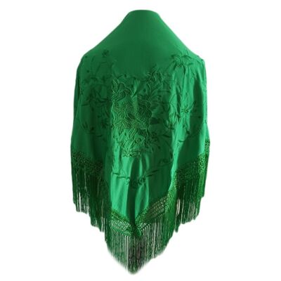 Grande scialle flamenco ricamato · Floreale verde ricamato verde (160 x 85 cm)