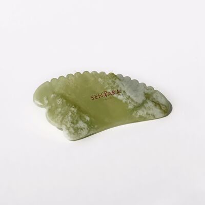 Cuerno de dientes de jade verde Gua Sha - Herramienta de masaje