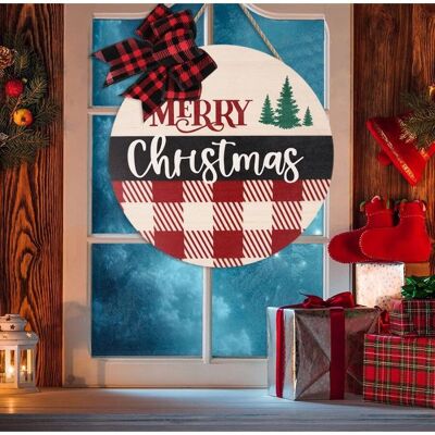 Décoration de porte en bois de Noël 38x38cm MB-2601C