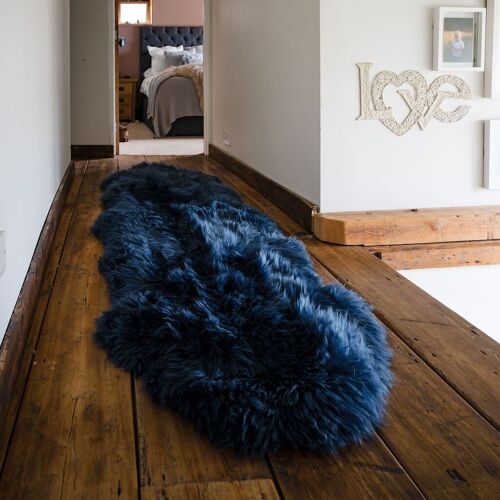Navy Double Sheepskin Rug 190-200cm