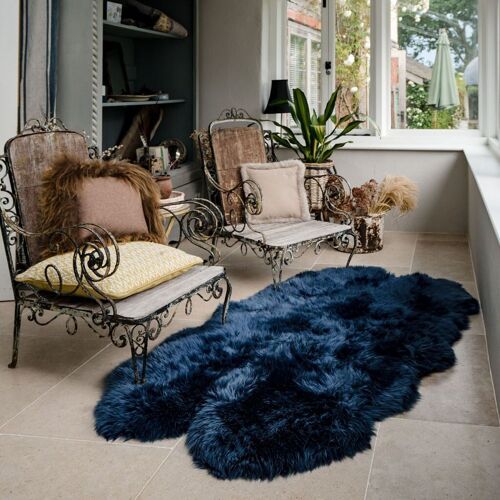 Navy Quad Sheepskin Rug 190-200cm