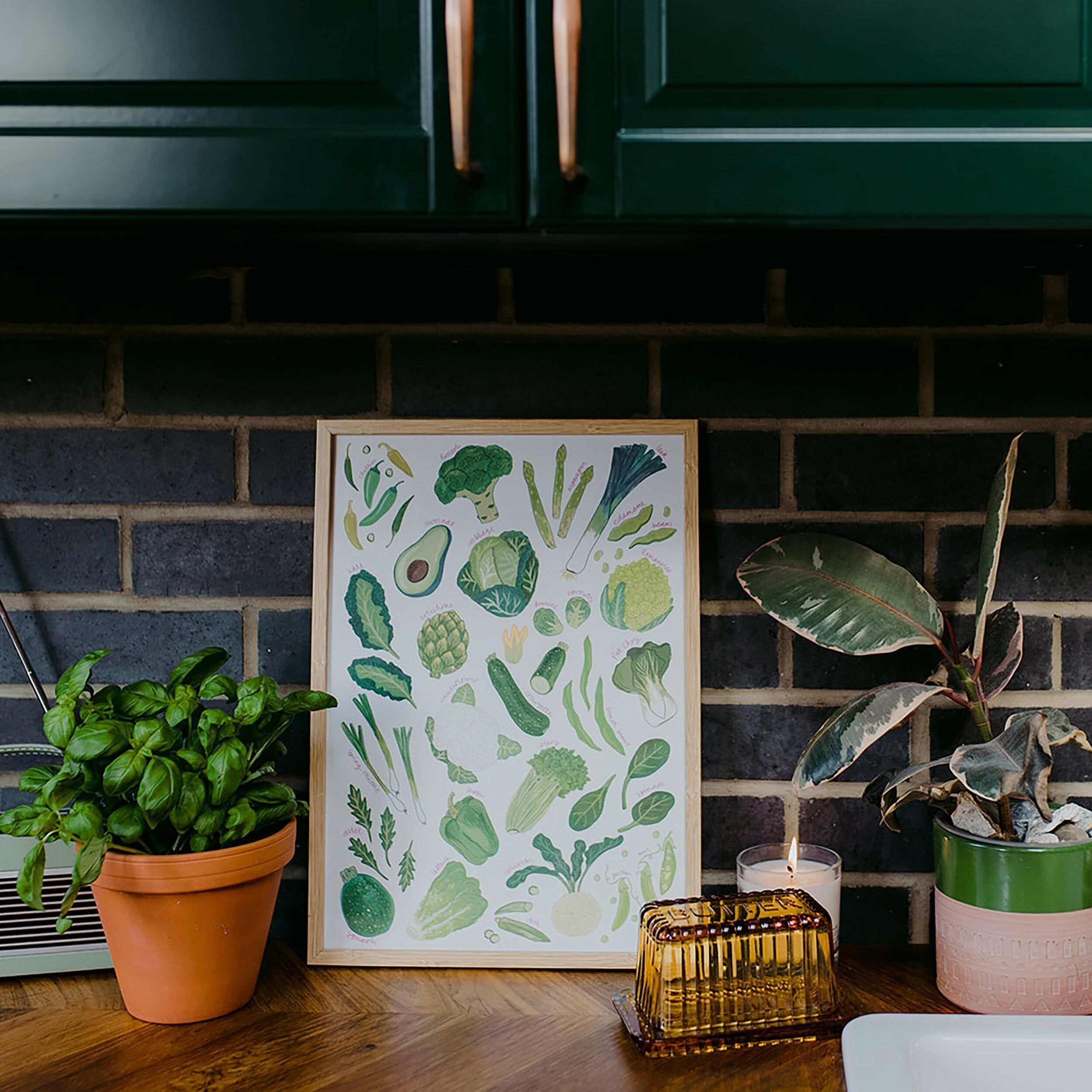 Stampa artistica di verdure verdi