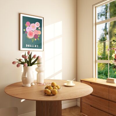 Impression d'art de fleurs de dahlias