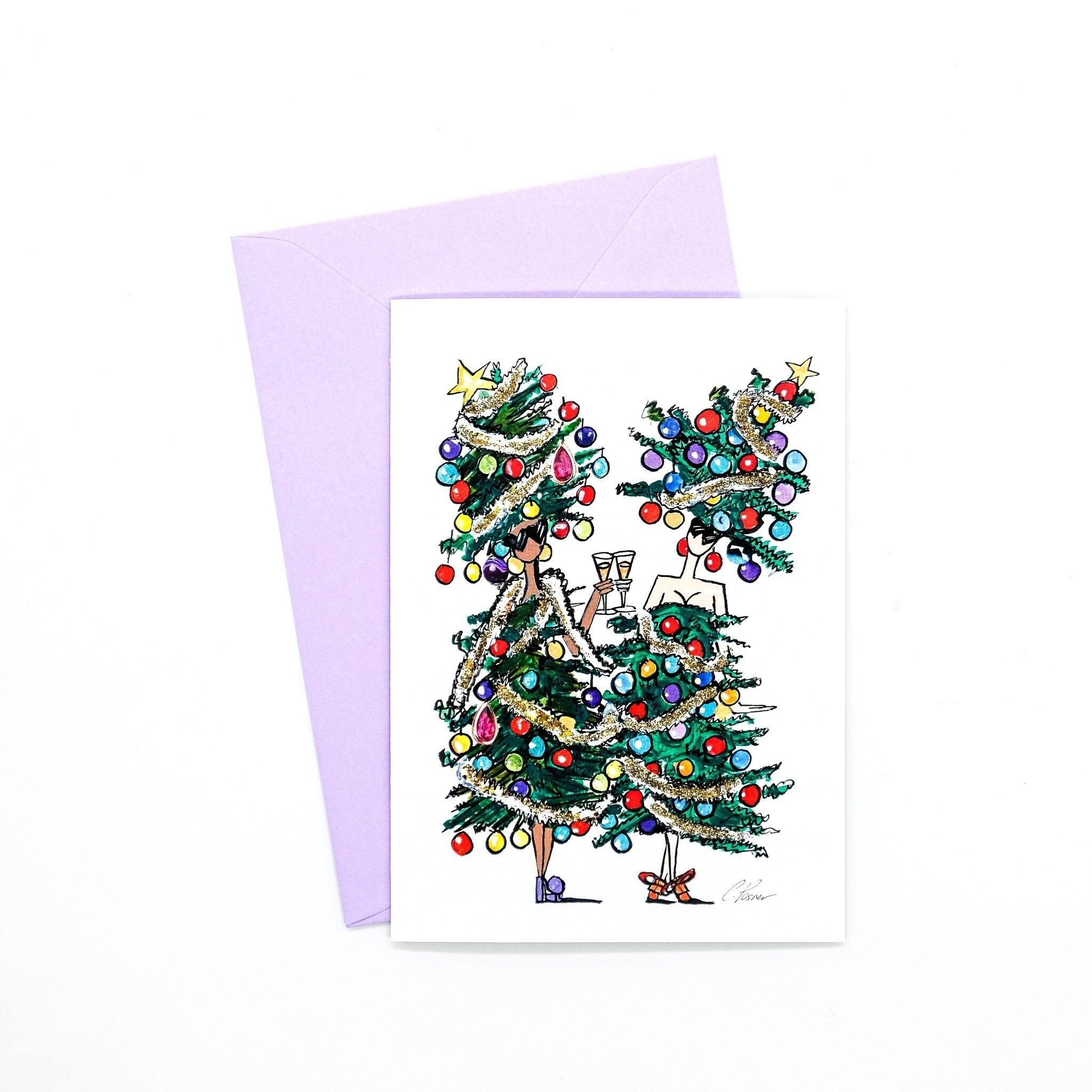 Weihnachtsbäume Notizkarte