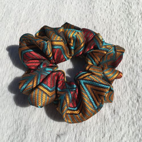 Geometric Metallic Red Scrunchie