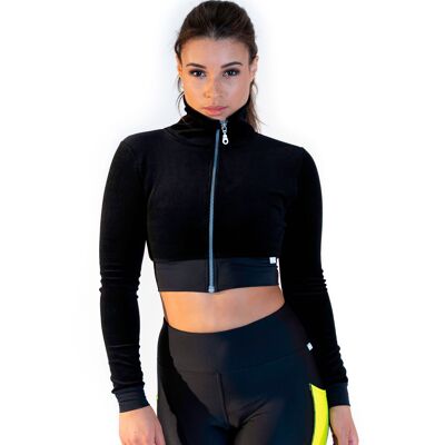 blouson sport crop velours noir