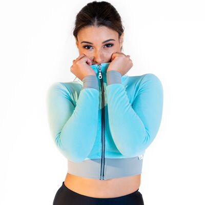 blouson sport crop velours ciel