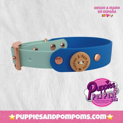 Collare per cani personalizzato - 25 mm / 2 colori - Pelle vegana / Biothane