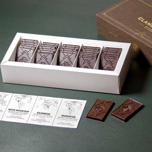 Le coffret "mini tablettes" ou napolitains de chocolat, bean to bar