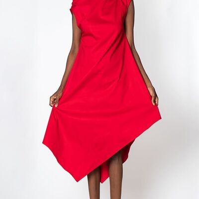 Elegante vestido rojo de satén de algodón