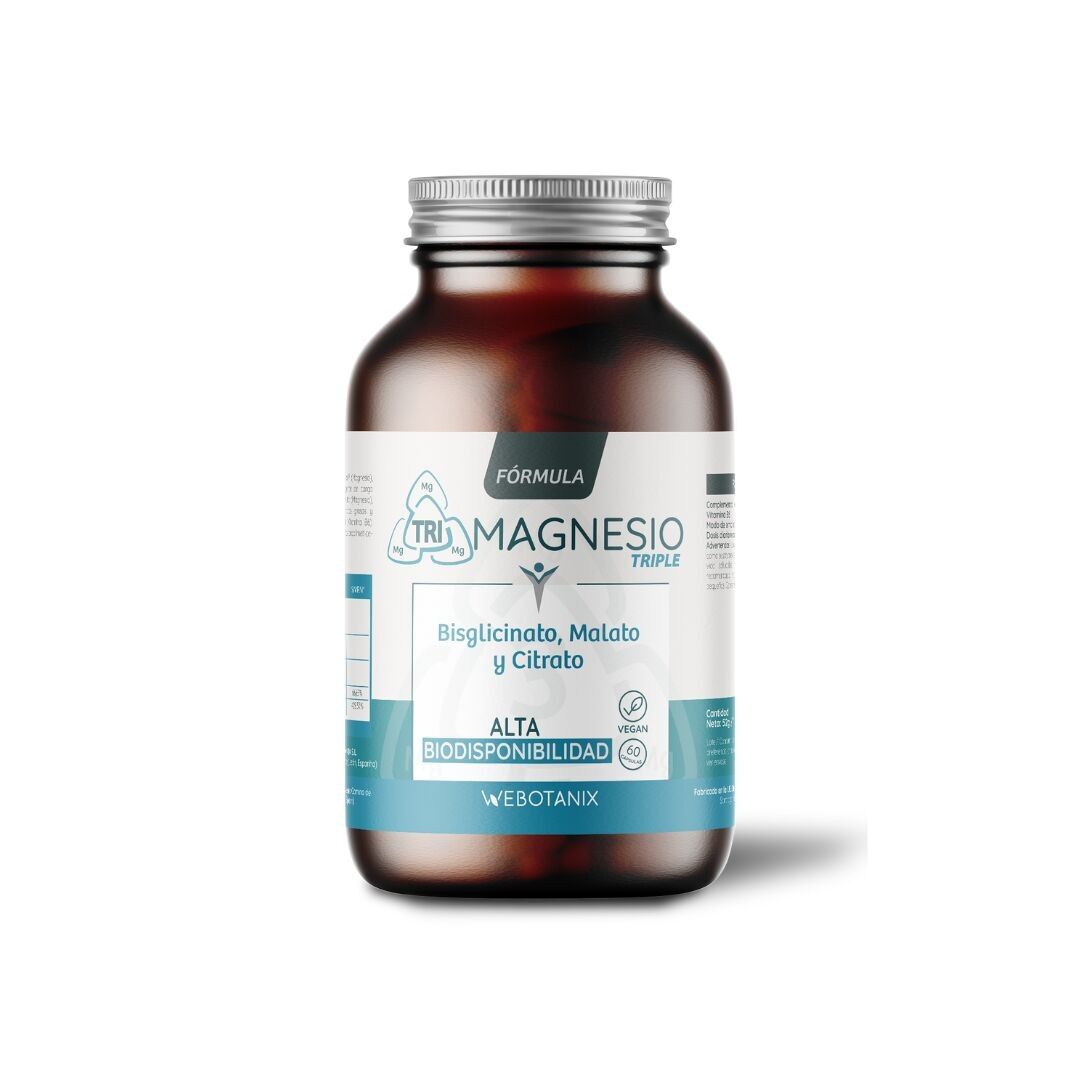 Dreifaches Magnesium (Bisglycinat, Malat, Citrat) Vegan – WeBotanix – 60 Kapseln