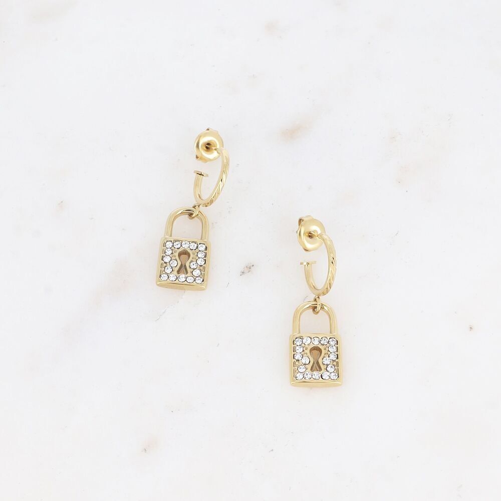 Creolen Léna – Vorhängeschloss und Zirkoniumoxide