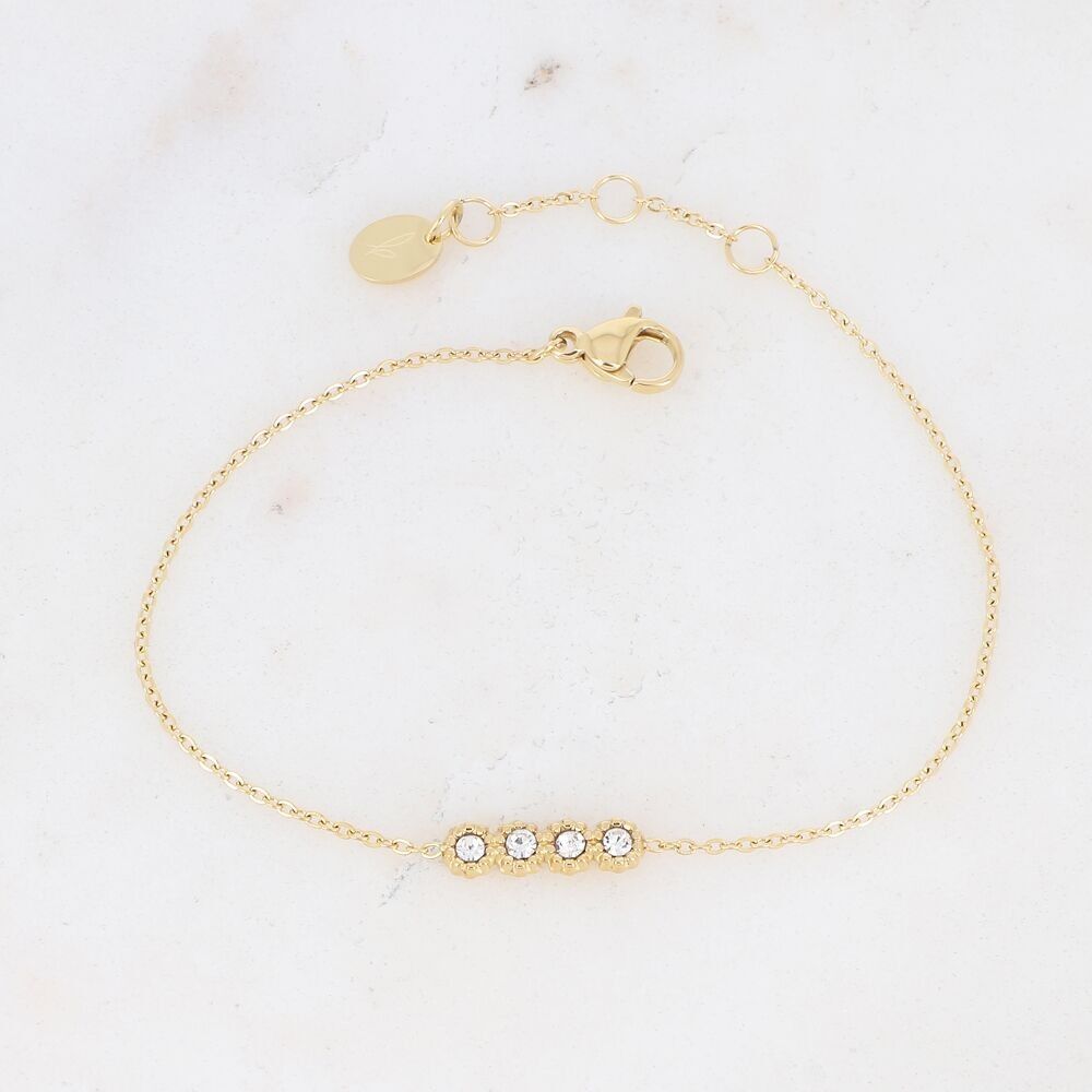 Bandi-Armband – Edelstahl mit 4 Zirkonoxiden