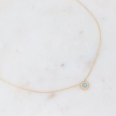Collier - oeil en émail et serti d'oxydes de zirconium