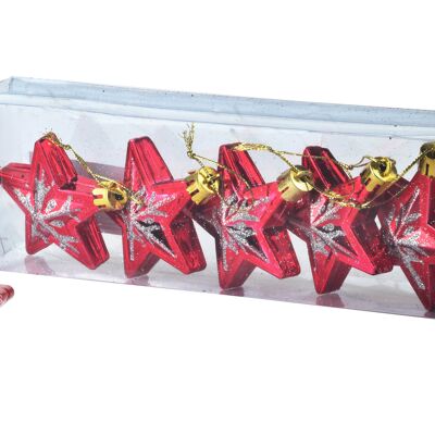 SANTA LILA Juego de 6 bolas de estrella 6x5.5cm