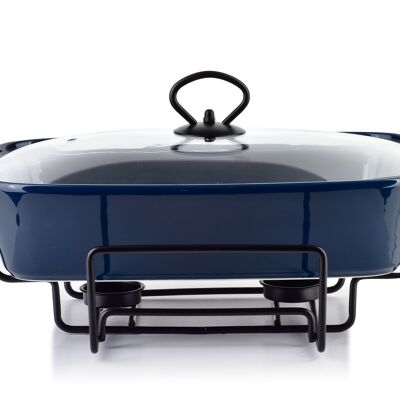 CUISINE MODERNE Plat avec réchaud 2.1L 41.5 x 25.6xh15cm bleu marine