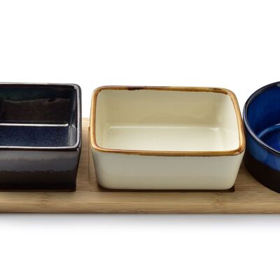 COCINA MODERNA Tabla con cuencos 35x9.5xh5m