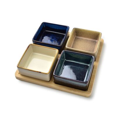 COCINA MODERNA Tabla con cuencos 19x19h5cm